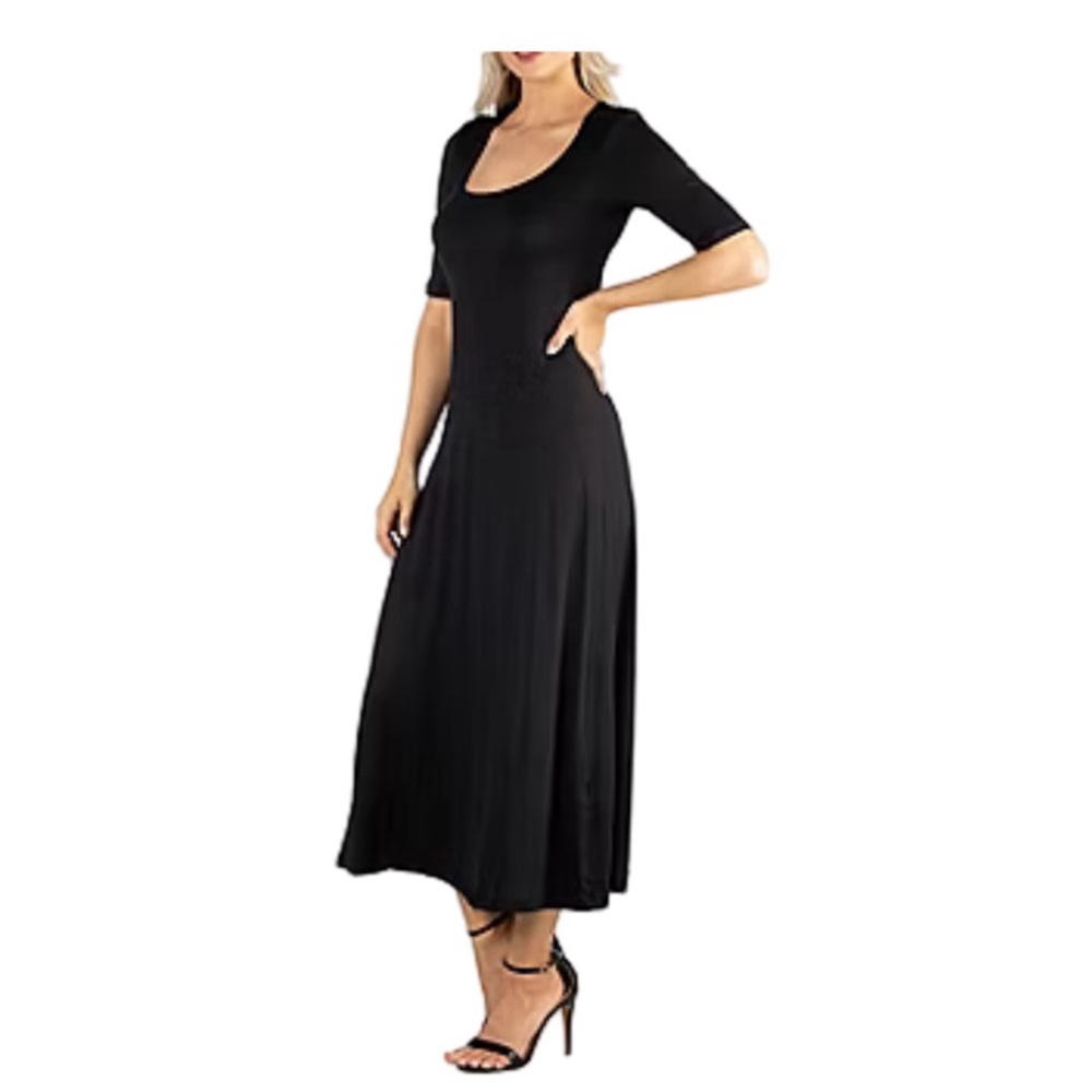 24 Seven Comfort Midi Dress Black Size M NWT